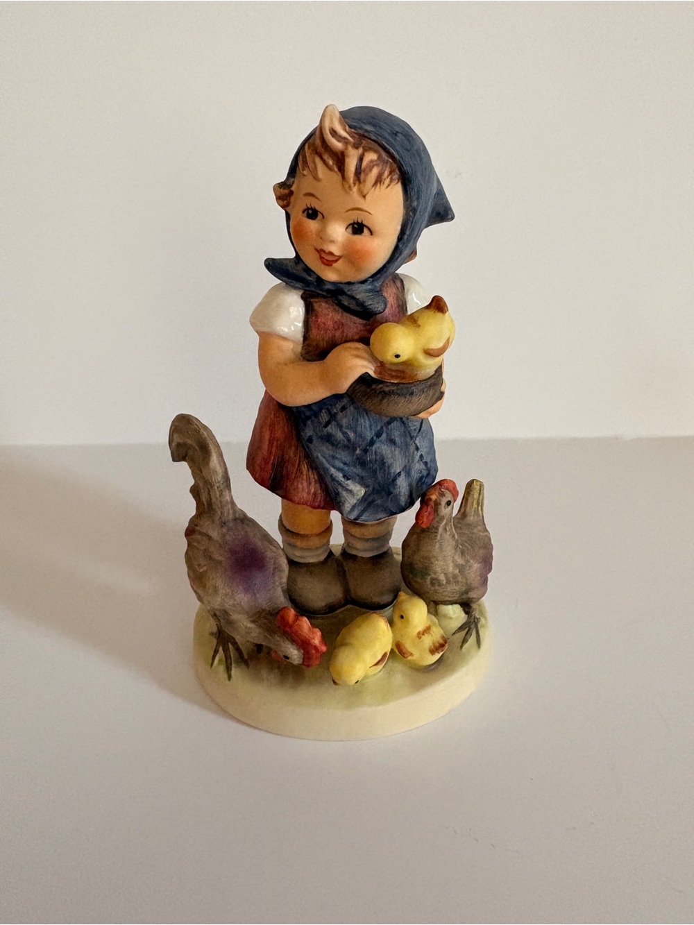 Vintage Goebel Hummel Figurine Feeding Time 1948 Hand Painted Porcelain Chickens